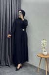 E06 Kupra Elbise  Siyah
