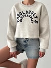 Fabulously Gri Crop Bel Lastikli Kadın Sweatshirt