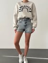 Fabulously Gri Crop Bel Lastikli Kadın Sweatshirt
