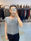 Kolsuz Örme Cepli Düğme Detaylı Gri Kadın Yelek