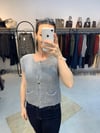 Kolsuz Örme Cepli Düğme Detaylı Gri Kadın Yelek