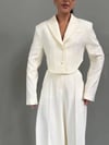 ADU Sırt Dekolteli Crop Blazer ve Bol Paça Pantolon İkili Takım