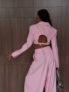 ADU Sırt Dekolteli Crop Blazer ve Bol Paça Pantolon İkili Takım