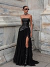 CATWALK DERİ ŞİFON STRAPLEZ ELBİSE