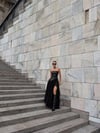 CATWALK DERİ ŞİFON STRAPLEZ ELBİSE