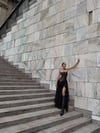CATWALK DERİ ŞİFON STRAPLEZ ELBİSE