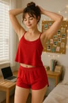 Kadın Askılı Siyah Crop Atlet -Mini Şortlu Pijama Takımı
