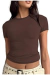 Kadın düz renk bisiklet yaka kısa kollu basic tshirt