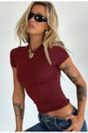 Kadın düz renk bisiklet yaka kısa kollu basic tshirt
