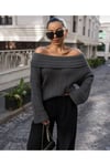 Kadın kahverengi oversize bisiklet yaka kazak