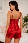 Kadın Kırmızı Dantel Detaylı Saten İkili Pijama Takımı