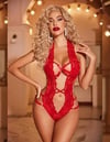 Kadın Kırmızı Dantelli Derin Dekolteli Babydoll