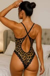 Kadın Leopar Desenli Dantel Babydoll