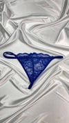 Kadın Mavi Transparan Dantel Tanga Külot