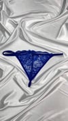 Kadın Mavi Transparan Dantel Tanga Külot