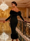 KELLY KÜRK DETAY MİDİ ELBİSE