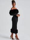 KELLY KÜRK DETAY MİDİ ELBİSE