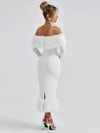 KELLY KÜRK DETAY MİDİ ELBİSE