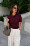 Polo Yaka Gold Düğmeli Bluz