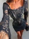 ROSELLE DANTEL BİYELİ MİNİ ELBİSE