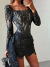 ROSELLE DANTEL BİYELİ MİNİ ELBİSE