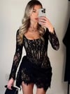 ROSELLE DANTEL BİYELİ MİNİ ELBİSE