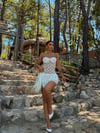 STRAPLEZ DANTEL DETAY BEYAZ MİNİ ELBİSE
