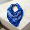  Mavi Renk Etnik Desenli %100 Koton Bandana