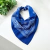  Mavi Renk Etnik Desenli %100 Koton Bandana