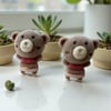Bej Rengi Peluş Ayıcık figürlü Küpe