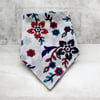 Beyaz Renk  Çiçek Desenli Çok Amaçlı %100 Koton Bandana 