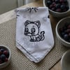 Beyaz Renk Kedi Figürlü %100 Koton Bandana