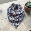 Beyaz Renk Küçük Çiçekli %100 Koton Bandana