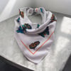 Beyaz Renk Kumaş İçi Kelebek Desenli 100% Koton Bandana