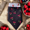 Beyaz Ve Siyah Renk Kiraz Desenli %100 Koton Bandana