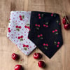 Beyaz Ve Siyah Renk Kiraz Desenli %100 Koton Bandana