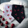 Beyaz Ve Siyah Renk Kiraz Desenli %100 Koton Bandana