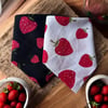 Beyazz Ve Siyah Renk Çilek Desenli %100 Koton bandana