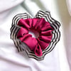 Bordo Kenarları Tül  Scrunchie Büyük Boy Simit Toka