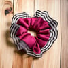 Bordo Kenarları Tül  Scrunchie Büyük Boy Simit Toka