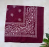 Bordo Renk Etnik Desenli %100 Koton Bandana