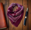 Bordo Renk Etnik Desenli %100 Koton Bandana