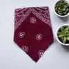 Bordo Renk Etnik Desenli %100 Koton Bandana