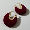 Bordo Renk Süet Oval Küpe