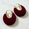 Bordo Renk Süet Oval Küpe
