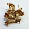 Gold Geyik ve Noel Baba Yılbaşı Broş 