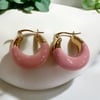 Gold Ve Pembe Renk  Halka Küpe