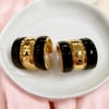 Gold Ve Siyah Renk Tek Kulak Deliğinde Üçlü Görünümlü Halka Küpe