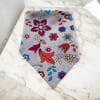 Gri Renk  Çiçek Desenli Çok Amaçlı %100 Koton Bandana 