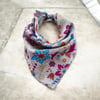 Gri Renk  Çiçek Desenli Çok Amaçlı %100 Koton Bandana 